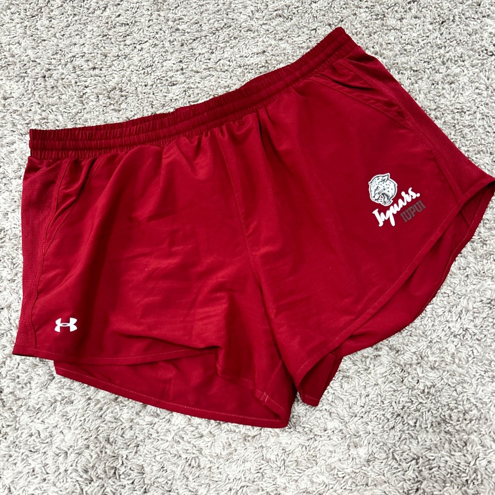 Under Armour IUPUI Jaguars Women Red Running Shorts Athletic Brief Liner XL